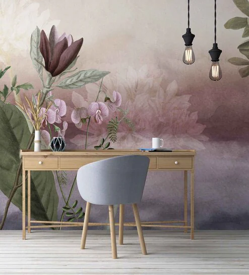 Hallway styled with wallpaper